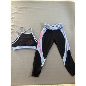 Pink Soda Sport Set: Gray Sleeveless Top & Leggings, Size Small Activewear